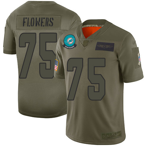 Miami Dolphins #75 Ereck Flowers Camo Men Stitched NFL Limited 2019 Salute To Service Jersey->miami dolphins->NFL Jersey
